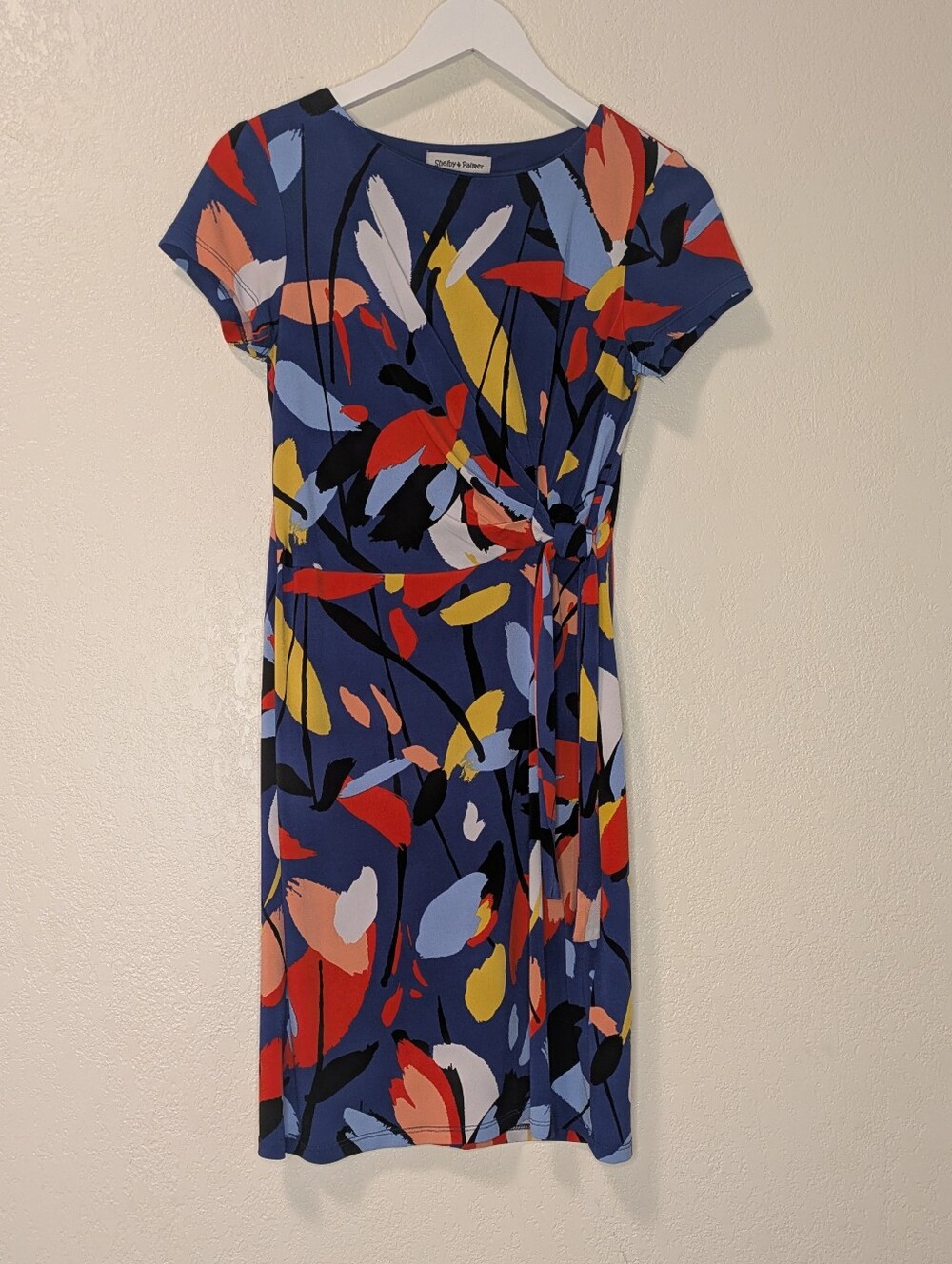 Shelby & Palmer Abstract Paint-Stroke Side-Tie Midi Dress - Picture 4 of 5